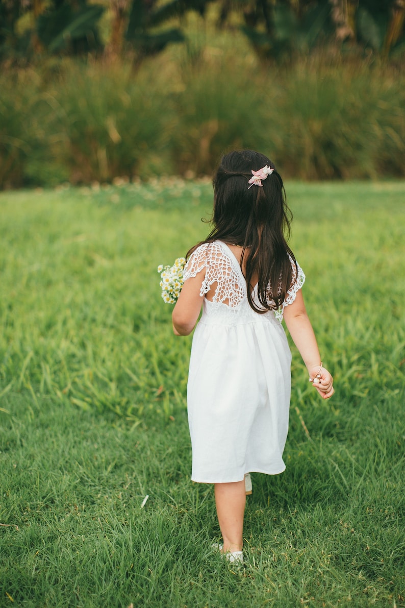 Flower Girl Photoshoot Dress Boho Lace Flower Girl Dress Flower Girl Dress Ivory Junior Bridesmaid Made in Maui Hawaii image 7