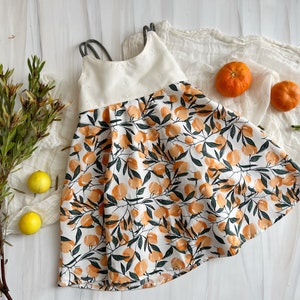 SALE - Twirly Summer Dress for baby, toddler, youth, tween girl / Orange Print / Eyelet / Dress for Girl