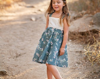 Girls Twirl Dress - Floral and Eyelet Girls Dress - Baby, Toddler Youth Girls Dress - Made on Maui, Hawaii