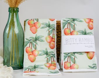 Mango Baby Burp Cloth - Tropisk Hawaii Babypresent - Exklusivt Mangotryck - Handgjort på Maui