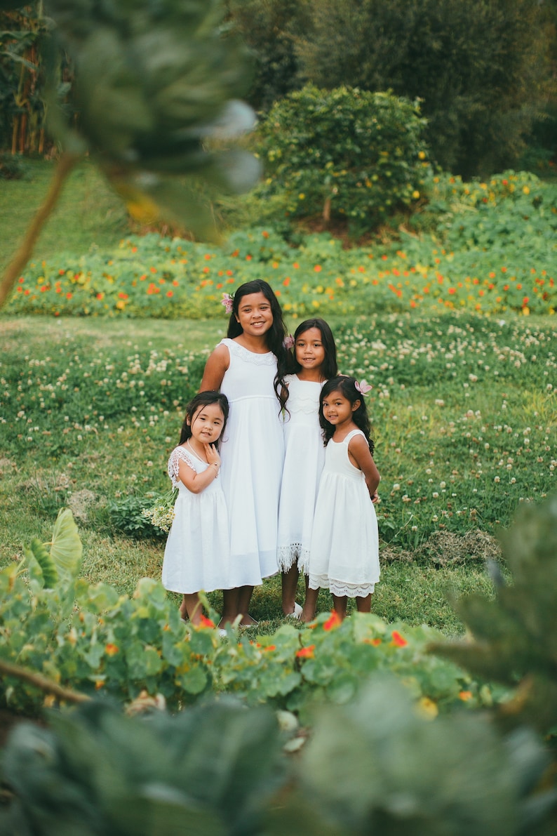 Flower Girl Photoshoot Dress Boho Lace Flower Girl Dress Flower Girl Dress Ivory Junior Bridesmaid Made in Maui Hawaii image 8