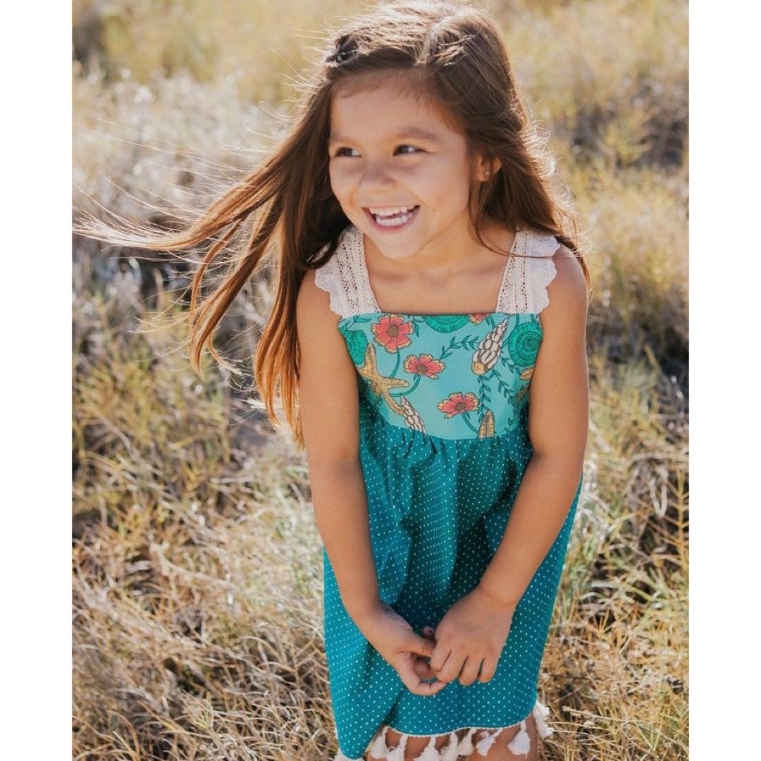 Girls Knit Empire Dress - Turtle Tides