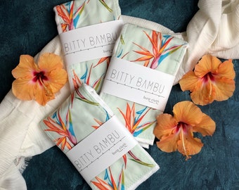 Bird of Paradise Burp Cloth - Tropical Flower Baby Gift - Gender Neutral Newborn Gift for Baby Girl or Boy - Made in Maui Hawaii