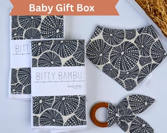 Sea Urchin Baby Gift Set | Hawaiian Baby Shower Gift | Burp Cloths, Bib & Teether | Handmade in Maui
