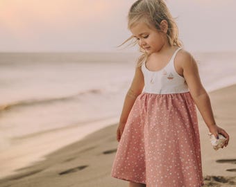 Girls Dress -  Sailboats Print Dress with Twirly Skirt  - Coastal Themed Baby, Toddler or Kids Dress  - Handmade in Maui, Hawaii USA