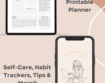 Neurospicy ADHD Digital Planner, Self-Care, Financial, Goal Tracking