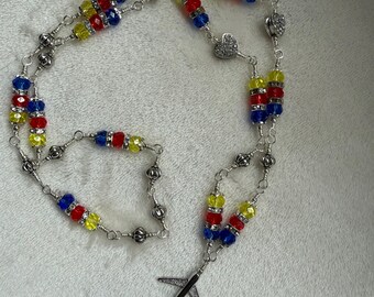 Lanyard Badge Holder for Flight Attendant in Blue Red and Yellow SWA