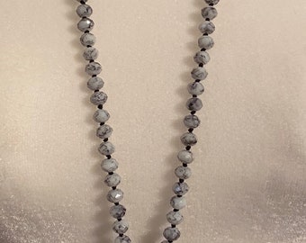 Rhinestone Cross and Leather Tassel Necklace