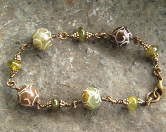 Carved Jade Bead Bracelet