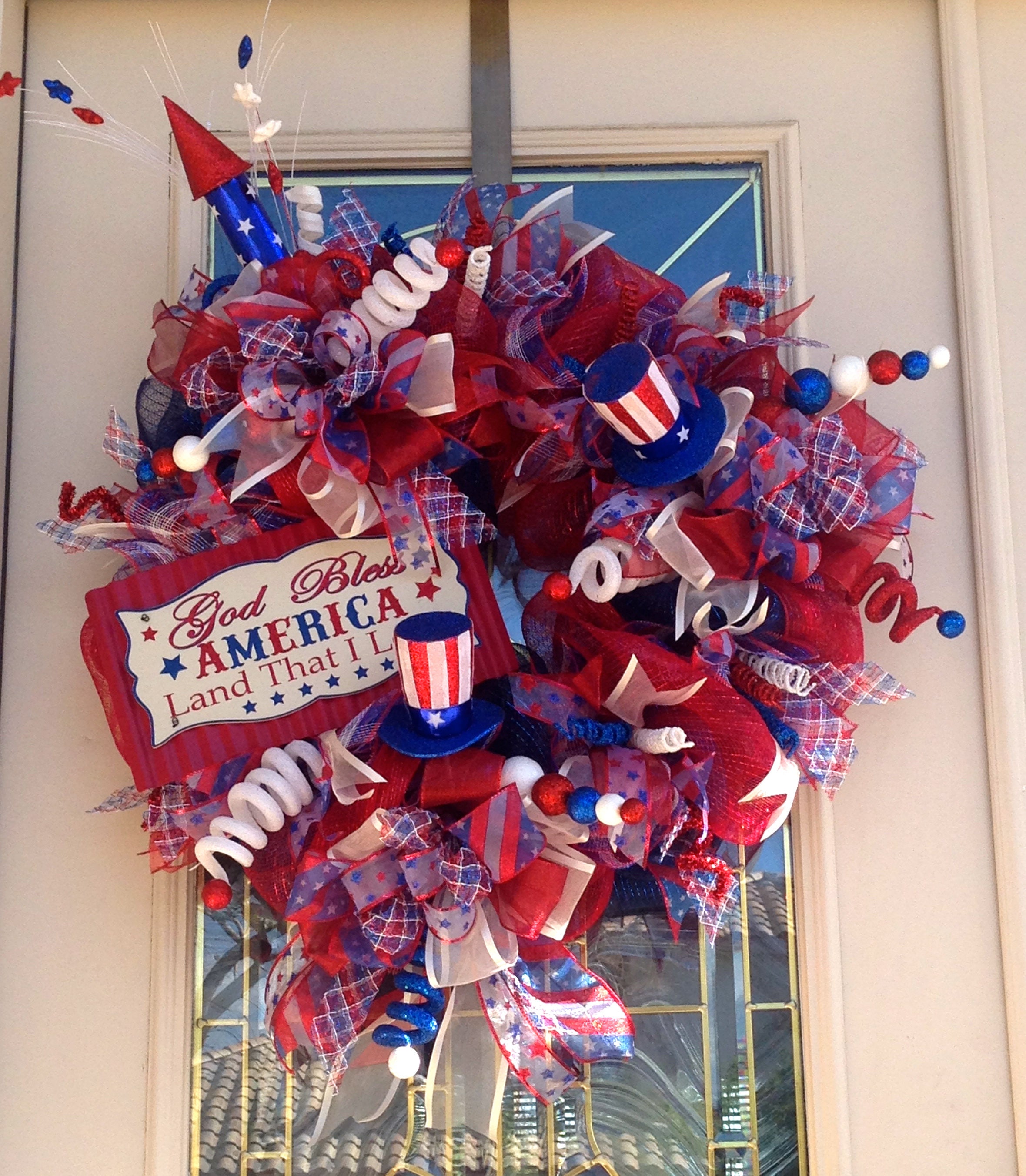 God Bless America Land That I Love Wreath Patriotic Wreath 4th Of