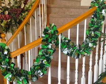 St Patricks Garland,St Patricks Decoration,Party Decoration,Fabric Garland,St Patricks Garland,Rag Garland,Hand tied garland,Rag Tied garlnd