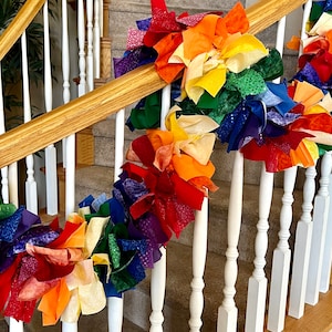 Rainbow Garland,Pride Garland,Fabric Garland,Rag Garland,Rainbow Decoration,Mantel garland,Reusable garland,Stairway garland,Mantel Decor