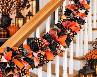 Sparkling Halloween Garland,Party decoration,Halloween decoration,Rag garland,Halloween Garland,Fabric Garland,Halloween Fabric garland