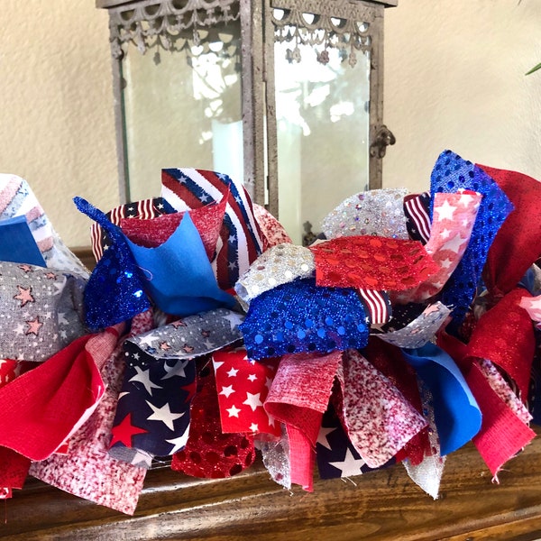 Sparkling Red White Blue Garland,Garland for Mantle,Memorial Day Decor,4th of July Garland,Patriotic Decor,Americana decor,Summer Decoration