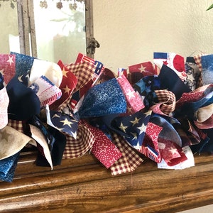 Patriotic Garland,4th of July Decor,Memorial Day decor,Fabric Garland,Patriotic decor for home,Americana Decor,Patriotic decor,Summer Decor