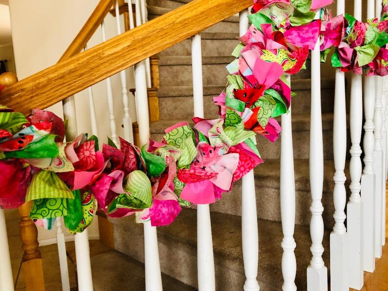 7 foot Watermelon Fabric Garland Perfect for Summer,Rag Garland,Party Decoration,Fabric Garland,summer garland,Mothersday gift,Housewarming