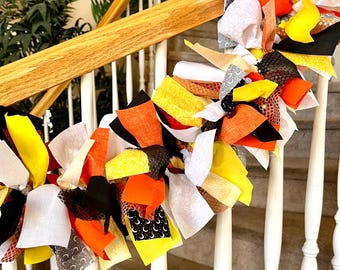 Sparkling Candy Corn Halloween Garland: Sequin & Print Fabric Decor,Fall Decor