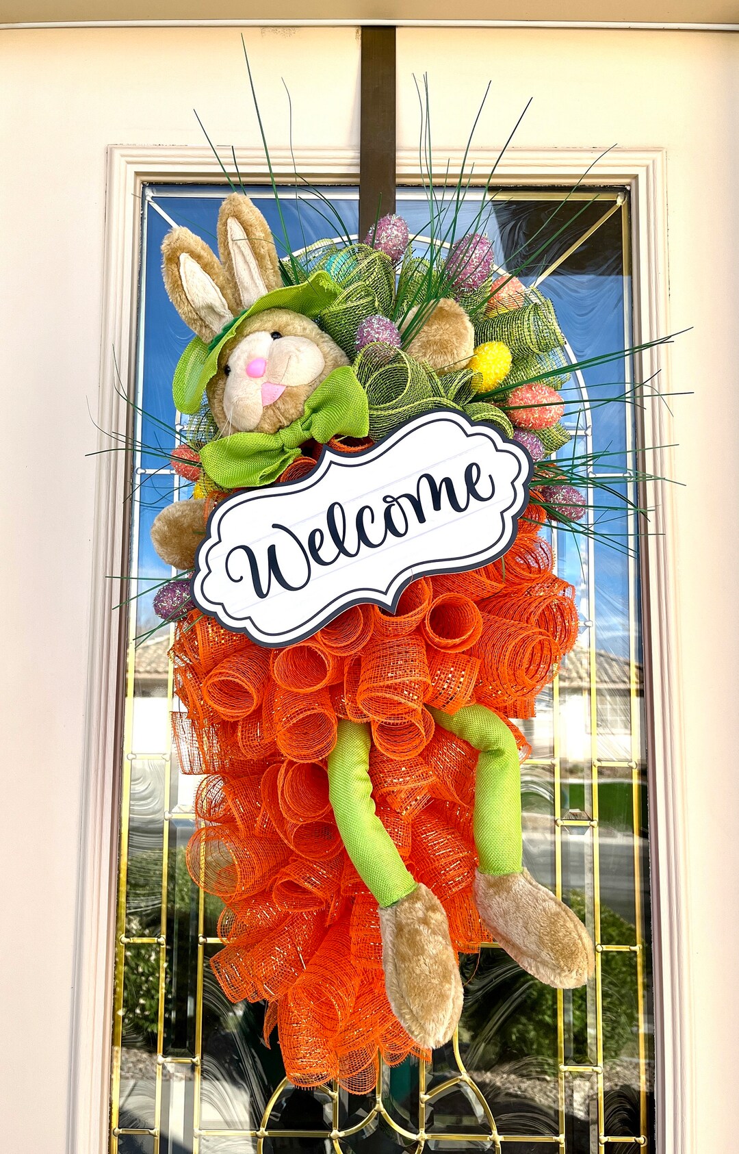 Easter Wreath,spring Wreath,carrot With Bunny Wreath,spring Decor
