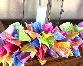 Summer Garland,Mantel Garland,Rag Garland,Fabric Garland,Stairway garland,Reusable Decoration,Summer Decor,Mantle decorattion,Stairway Decor