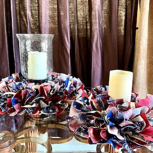 Americana Candle Ring,Memorial Day Decor,July 4th Centerpiece,Patriotic Centerpiece,4th of July decor,Memorial Day Decor,summer Decoration