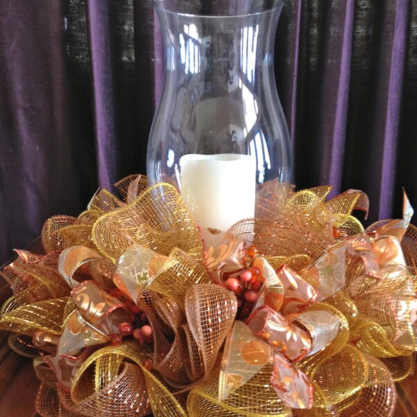 Fall Candel Ring Centerpiece , Small Wreath, Party Decoration,Party Centerpiece,Wreath,Fall Autumn Decoration,Autumn Fall Wreath,Front Door