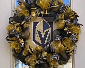 Vegas Golden Knights Wreath,VGK Door Wreath,Pro Sports team wreath,Collage Sprots Team Wreath,Wreath for Door,Front door wreath,Your team