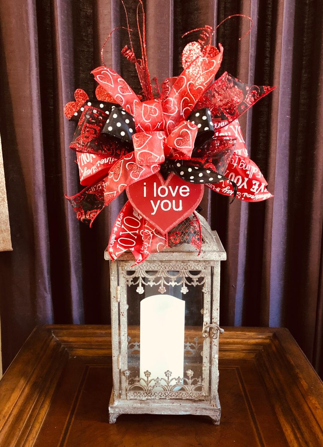 I Love You Valentine Lantern Swag In Reds Valentine Decoration