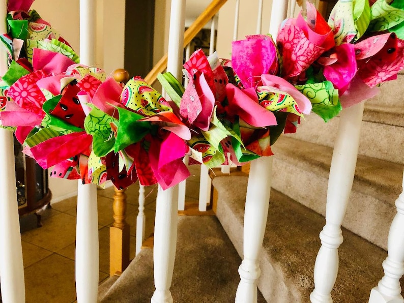 7 foot Watermelon Fabric Garland Perfect for Summer,Rag Garland,Party Decoration,Fabric Garland,summer garland,Mothersday gift,Housewarming