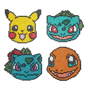 Pokemon Face Embroidery Machine Design - Embroidery File Pokemon Pes Dst Jef, 4 designs machine cross stitch.