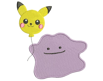 Ditto und Pikachu Maschinenstickdatei, Stickdatei Pes Dst Jef