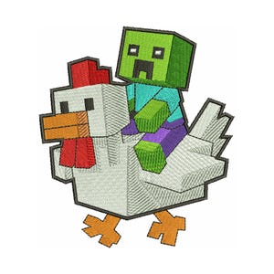 Projekt haftu Minecraft, gra Minecraft z maszynowym haftem, pliki do haftu Chicken Jockey Pes Dst Jef