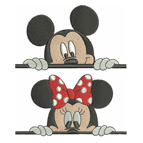 Mickey and Minnie Mouse Embroidery Design, Cartoon Mouse Embroidery File, Cute Pattern Machine Embroidery Design
