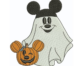 Halloween Mickey Mouse Pumpkin Embroidery Design, Embroidery Design Halloween, Machine Embroidery File Ghost
