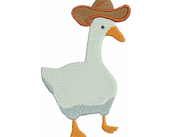 Cowboygans borduurontwerp, Silly Goose Machineborduurontwerp, Goose-borduurbestand