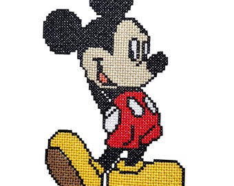 Desenho de bordado à máquina do Mickey Mouse, arquivo de bordado à máquina do Mickey, desenho de bordado de rato de desenho animado, ponto cruz do Mickey Mouse