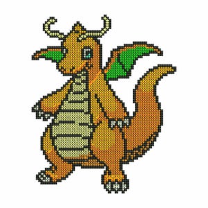 Machine embroidery design Pokemon, Dragonite embroidery file, anime embroidery designs, cute dragon embroidery, digital download pes jef dst
