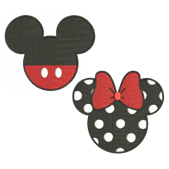 Mickey and Minnie Mouse Machine Embroidery, Mouse Ears Embroidery Design, Embroidery Files Mickey Minnie Pes Jef Dst