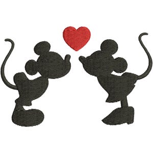 Machineborduurwerk, Mickey Mouse, Minnie Mouse, borduurbestand, Mickey, Minnie, cartoonborduurwerkminimuis
