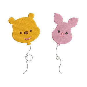 Winnie Pooh Balloons Machine Embroidery Designs, Embroidery Files Pooh and Piglet, Pes Dst Jef, 2 design embroidery