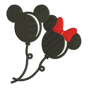 Embroidery Design Mickey and Minnie balloons, Machine Embroidery, Embroidery file Mouse balloon, Cartoon embroidery Mickey Mouse