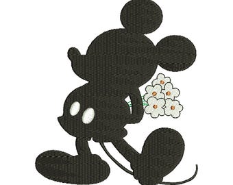Desenho de bordado à máquina do Mickey Mouse, arquivo de bordado à máquina do Mickey, desenho de bordado de rato de desenho animado