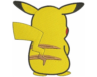 Arquivo de bordado do Pikachu, desenho de bordado à máquina de desenho animado (download digital)