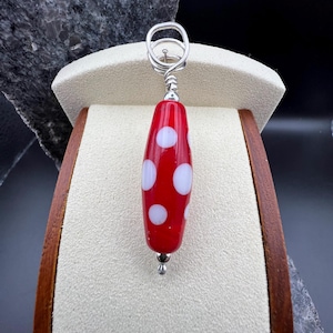 Lampwork Bead Jewelry Glass Beads Handmade Lampwork Pendant Sterling Silver Jewelry red and white pendant