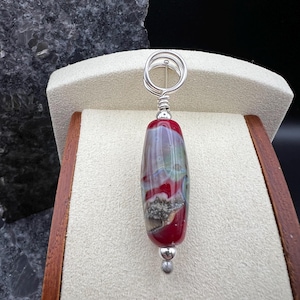 Lampwork Bead Necklace Jewelry Glass Beads Handmade Lampwork Pendant Sterling Silver Jewelry red pendant