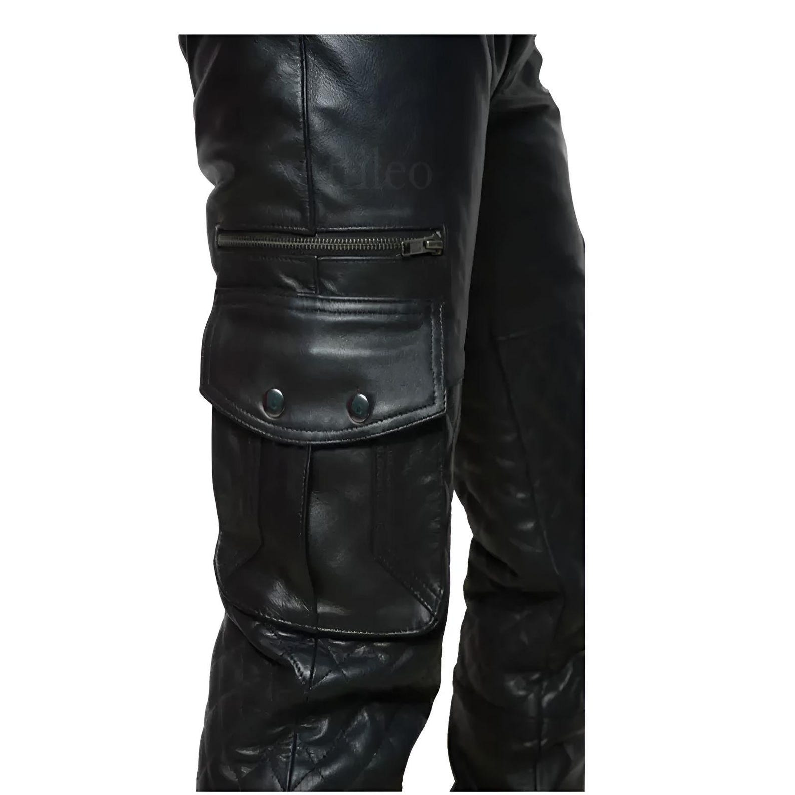 Midnight leather cargo pants