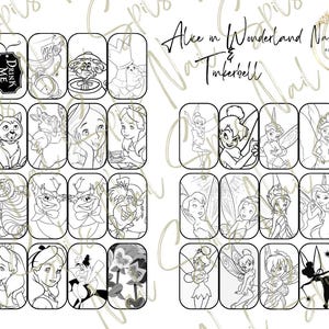 Digital Nail Art Template, Disney Nail Art, Practice Nail Art Stencil