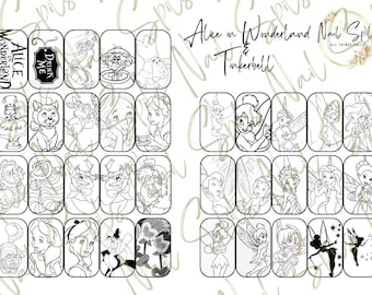 Digital Nail Art Template, Disney Nail Art, Practice Nail Art Stencil
