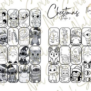 Digital Nail Art Template, Christmas Nail Art, Practice Nail Art Stencil
