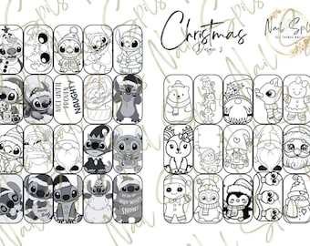 Digital Nail Art Template, Christmas Nail Art, Practice Nail Art Stencil