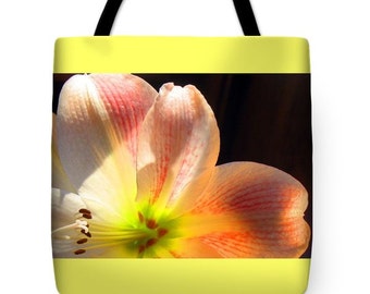 Tote Bag Amaryllis PRINTED on Fabric Handbag in 3 sizes Choice of Colors Fashion Accessory